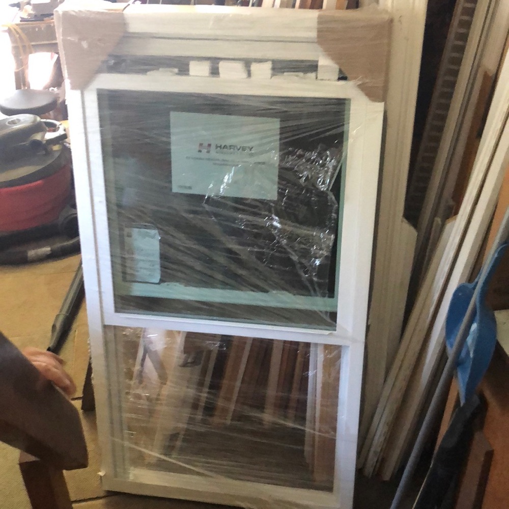 Harvey Classic double hung replacement window. 32 x 58. Foam wrapped. Vinyl.